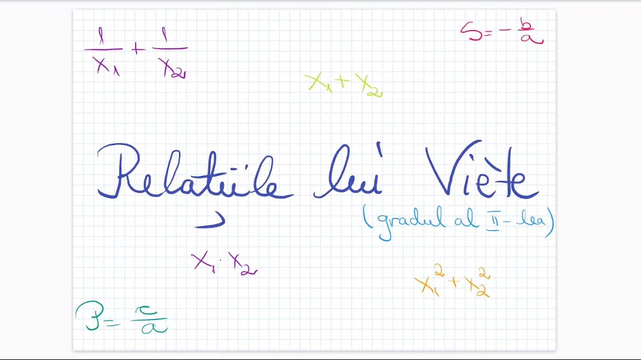 Relatiile lui Viete - Ecuatia de gradul al II-lea - Clasa a IX-a
