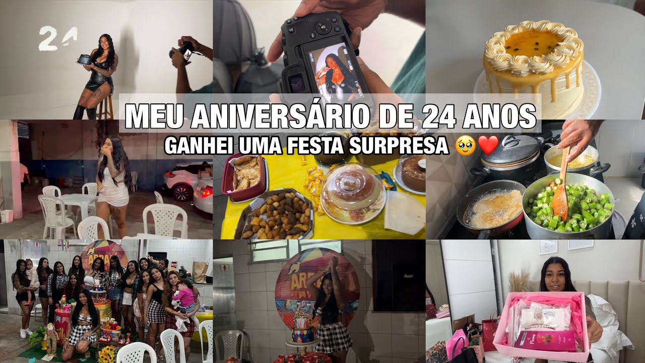 VLOGÃO: MEU ANIVERSÁRIO DE 24 ANOS| GANHEI UMA FESTA SURPRESA| Almoço| Fotos| Abrindo PRESENTES 🥹❤️✨
