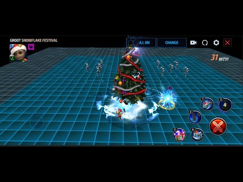 Groot in Snowflake Festival suit skills preview | Marvel Future Fight