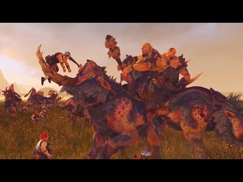Mournfang Cavalry unique animation.  The Silence and the Fury DLC  Total War Warhammer 2