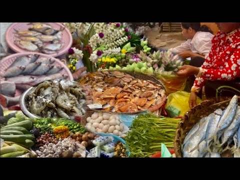 SiemReap Night Market | Plenty of Fresh Food For Sale Daily Day & Food Market Tour