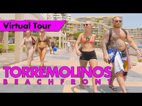 Torremolinos beachfront in June - Puerto Marina to Playa Los Alamos virtual cycle tour