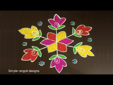 Easy Navratri Rangoli 9 by 5 Dots