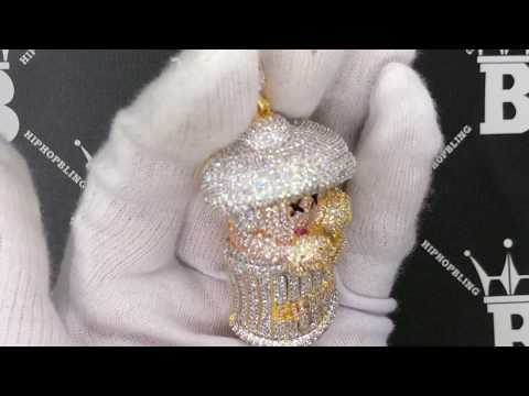 Garbage Can Man CZ Hip Hop Gold Bling Bling Pendant | Iced Out Jewelry K22827G