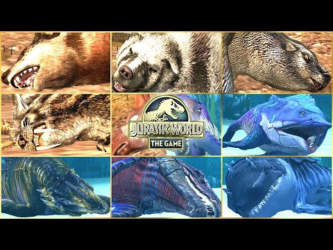 ALL CENOZOIC & ALL AQUATIC DEATH & DEFEAT SCENE ANIMATION | Jurassic World The Game
