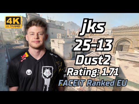 jks (25-13) rt:1.71 w/SPUNJ/AZR/JustHarry (Dust2) | FACEIT Ranked | Jun 30, 2024 #cs2 #pov