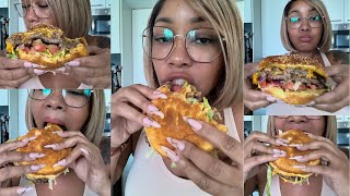 EatMahKandy eats a delicious double cheeseburger 🍔😄