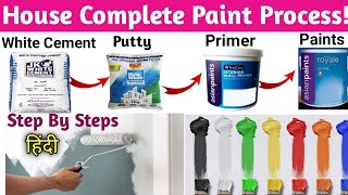Wall Paint Complete Tutorial | White Cement Wall Putty Primer Paint Full Process