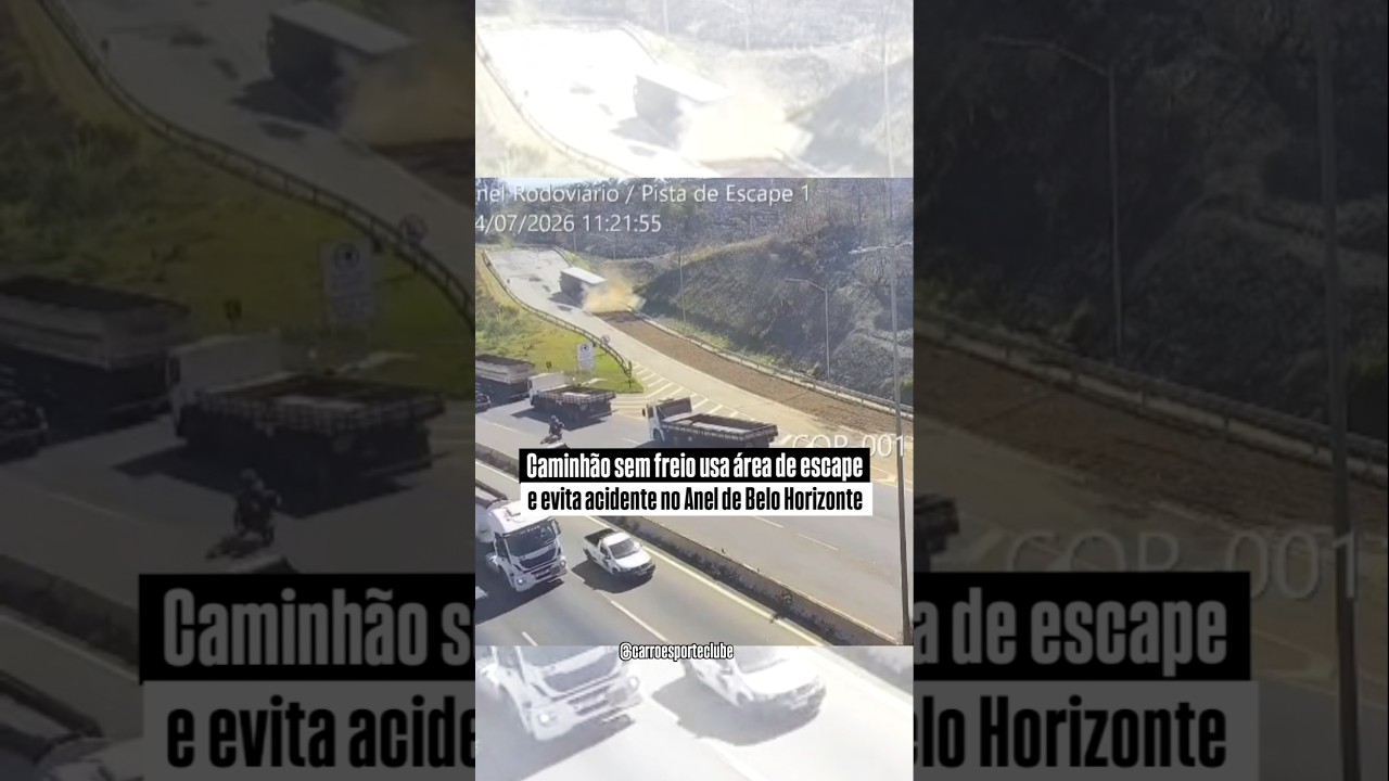 Caminhão sem freio para na Área de Escape em BH