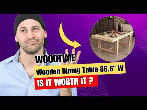 WOODTIME Light Brown Wooden Dining Table 86.6" W for 8-10 People