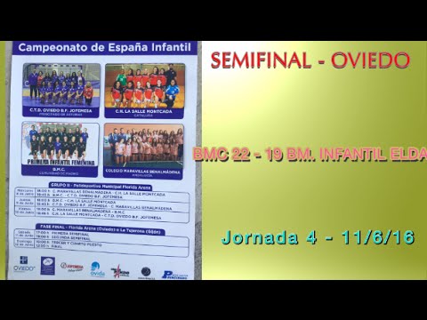 Campeonato de España infantil Femenino Fase Final Semifinales. BMC 22 - 19 BM. FEM. ELDA (11/6/16)