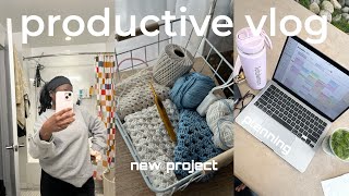 Productive vlog | new crochet project, content planning + workout