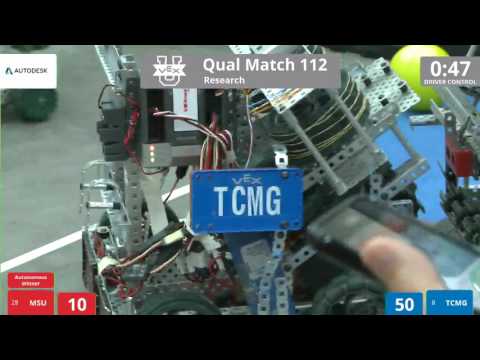 VEX Worlds 2016 - VEX U - Research - Qual 112 (MSU) 81 vs 145 (TCMG)