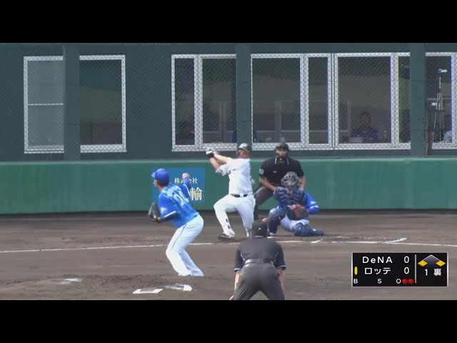 【ファーム】マリーンズ・香月一 右中間を抜ける先制の2点タイムリー2ベースヒットを放つ!! 2019/9/22 M-DB(ファーム)