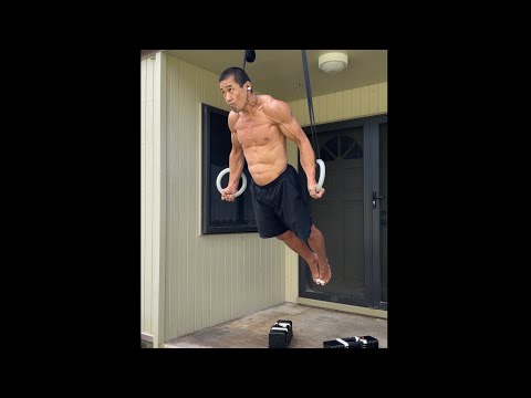 Day 273 FitPro Hawaii Workout-Double 90 lbs. Dumbbell Dead Lift + Ring Dip Lockouts-2/12/21 1:02 pm