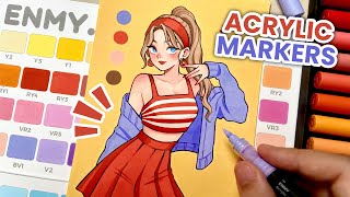  Trying Out New Markers / ENMY 80 Colors Acrylic Markers + ENMY Marker Sketch Pad Review