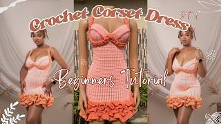 Crochet Corset Dress Tutorial PT1 || Braided Straps, Ruffles & Beaded Details