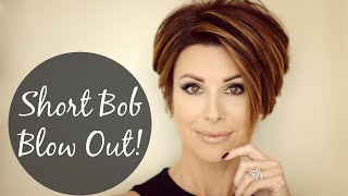 Short Bob Blow Out For Sleek Volume!