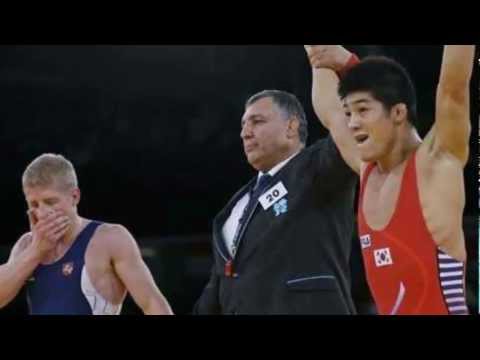 South Korea's Kim Hyeon woo wins Gold 66kg Greco Roman Wrestling in London 2012