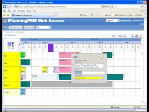 Demo online scheduling PlanningPME Web Access (english)