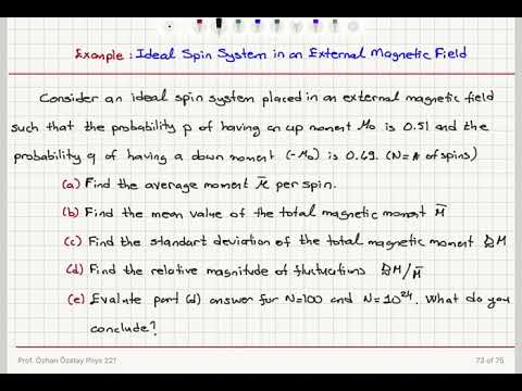 Week 3-6 Example - Ideal Spin System in an External Magnetic Field