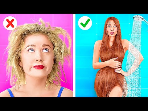 SHORT HAIR VS LONG HAIR STRUGGLES💇‍♀️ Smart Beauty Hacks and Funny Situations by 123 GO!