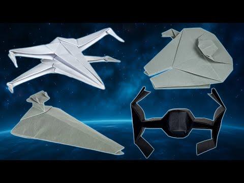 Star Wars Origami Tutorial - Top 4: X-wing, TIE fighter, Millennium Falcon, Star Destroyer