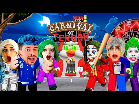 Roblox - PARQUE DO PALHAÇO IT A COISA VS ARLEQUINO IRMÃO DA ARLEQUINA E VILÕES!! Escape The Carnival