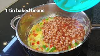 Baked beans with eggs | Eggs and baked beans for breakfast | Baked beans breakfast recipes