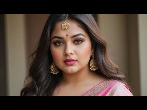Plus Size Indian AI Lookbook: Curvy Model in Pink Silk Saree Glam