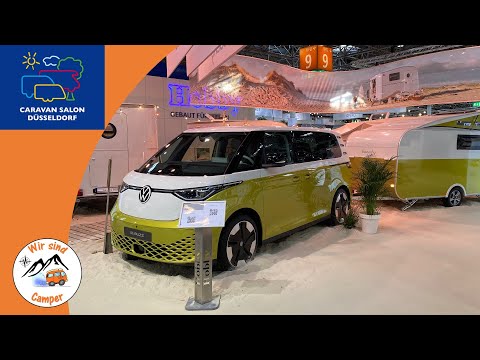 Der ID BUZZ von VW vereint mit dem BEACHY AIR von HOBBY hier auf dem Caravan Salon 2022