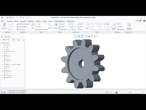 How to draw " Spur gear " in 3D using Creo #Basic creo tools #creo parametric.