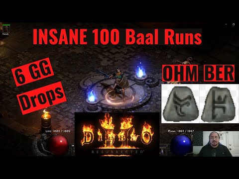 Diablo 2 Resurrected. D2R Online Insane 100 Baal Runs With Budget 200 MF Light Sorc. (6 GG Drops)