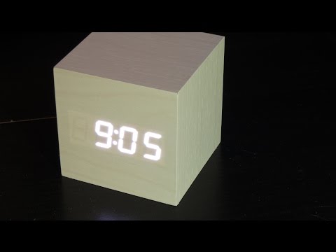 Wood cube LED alarm clock review/setup