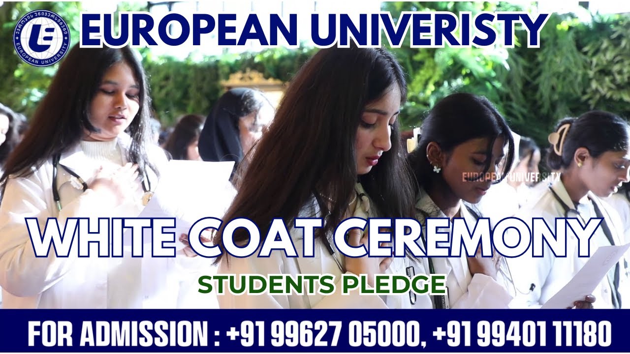 Students Pledge at White Coat Ceremony 2025 | European University | MBBSGeorgia | Call : 9962705000