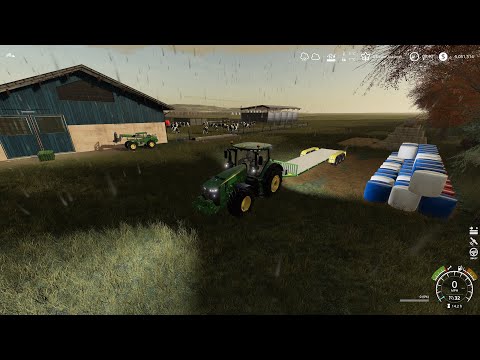 FS 19 Flint Hills * Episode 29 * Year 1, Late Autumn * Stacking Silage Bales, Feeding the Holsteins