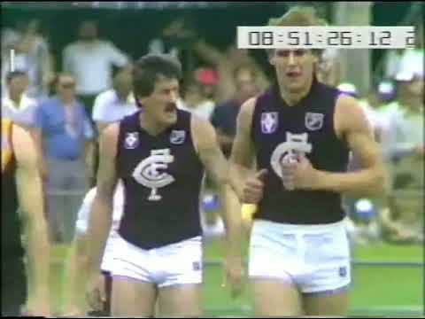 Carlton's Warren Jones mark and goal at 1982 Comm Games match