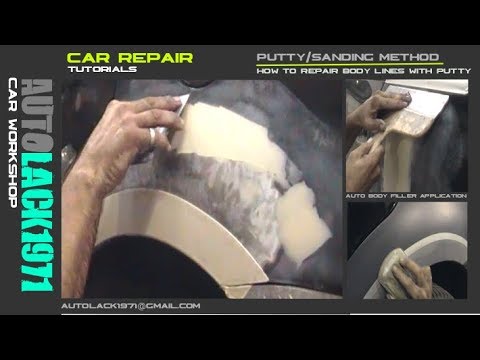 Car repair (putty sanding method). Aplicación de masilla auto