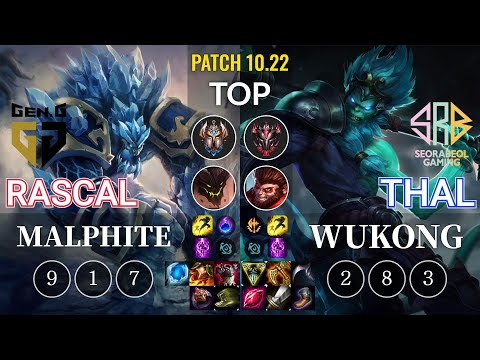 GEN Rascal Malphite vs SRB Thal Wukong Top - KR Patch 10.22