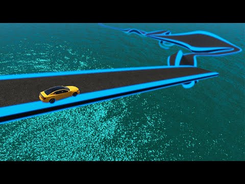 Impossible Weird Wave Bridge Crossing Cars Vs Deep Water Stunt - BeamNG.Drive