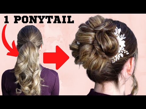 EASY high curly bun updo hairstyle