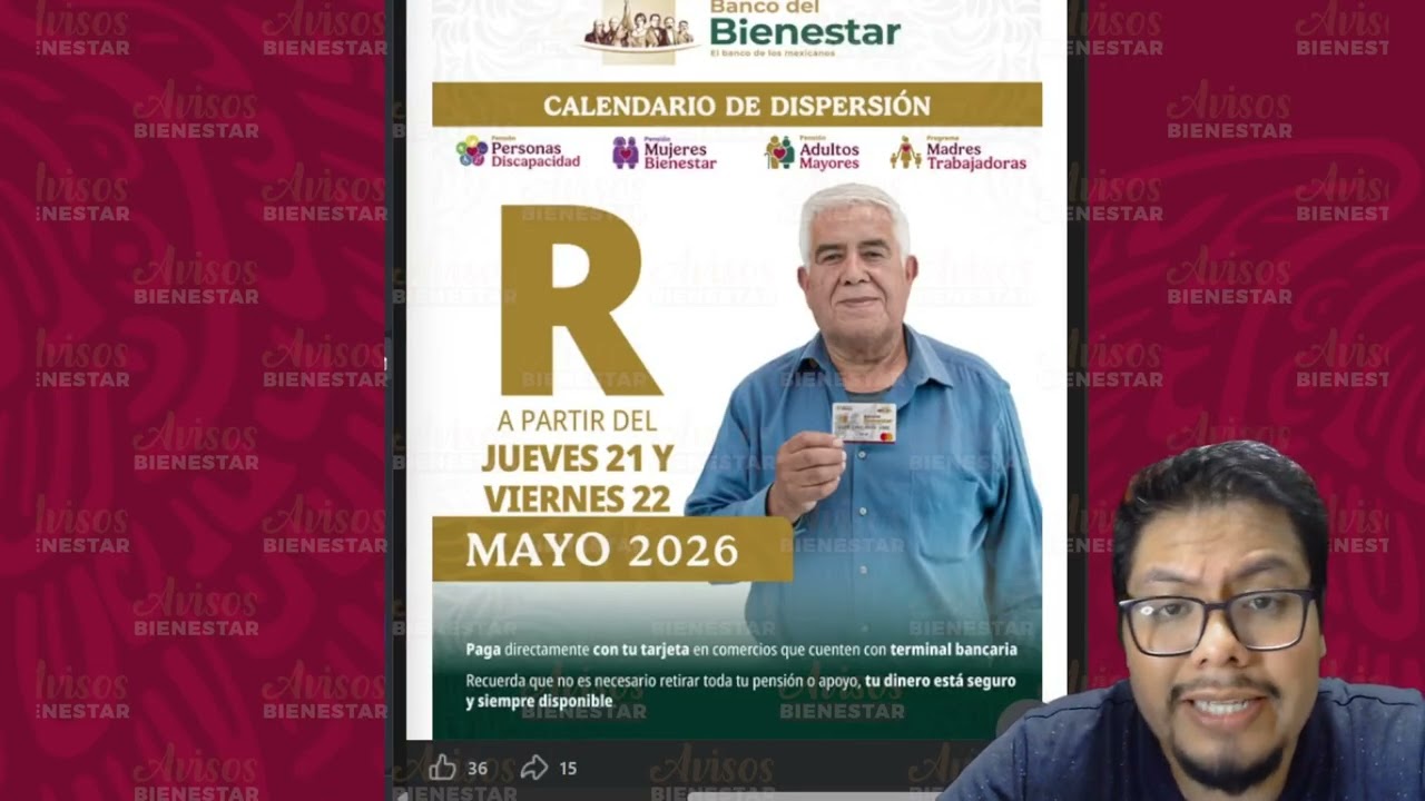 ¡HOY 21 DE MAYO! pago de la pensión bienestar adultos mayores con letra de apellido ?