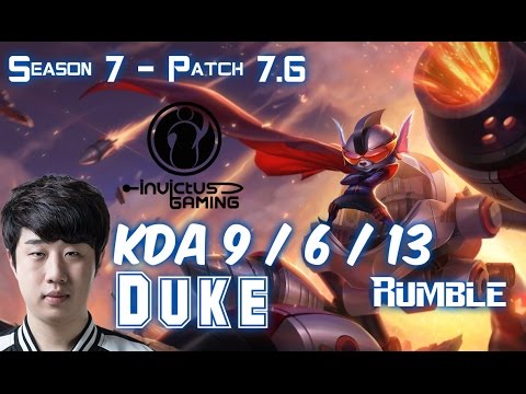 IG Duke RUMBLE vs FIZZ Top - Patch 7.6 KR Ranked