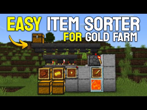 Best Automatic Item Sorter for Gold Farm in Minecraft Bedrock 1.21! (Fully Auto & Easy)