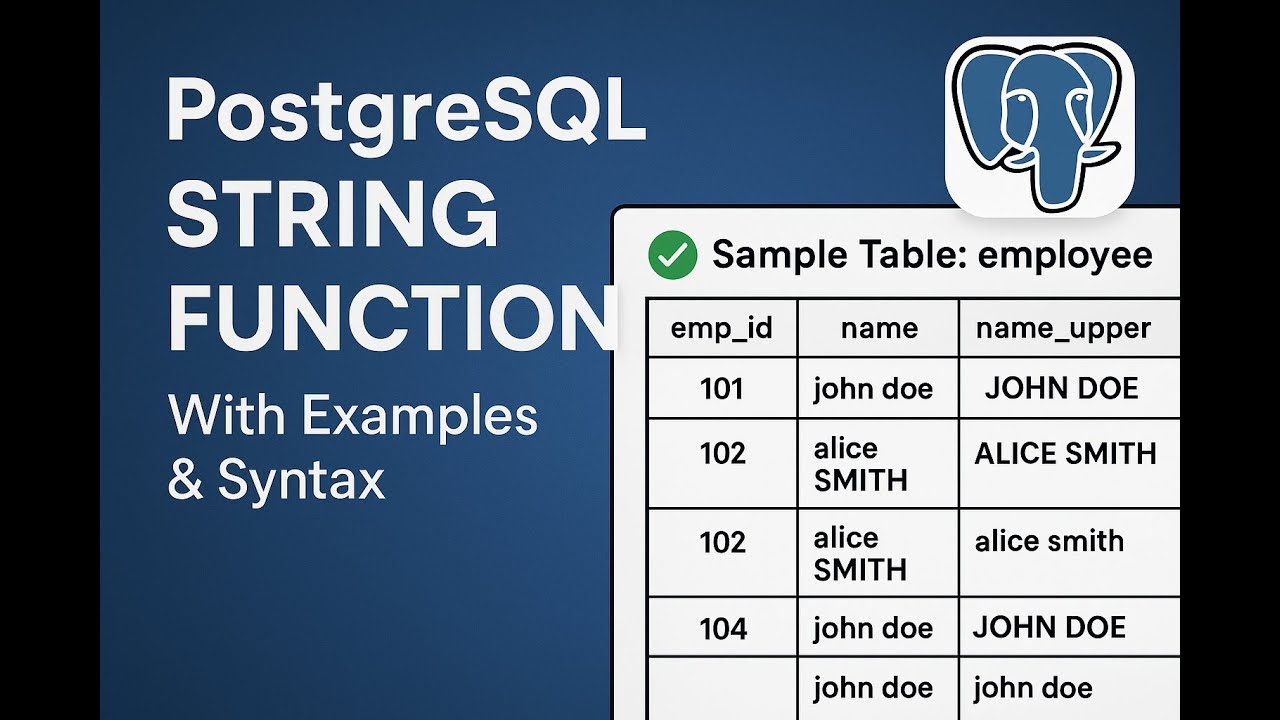 PostgreSQL String Functions Explained | COALESCE, CONCAT, REPLACE, STRING_AGG & More