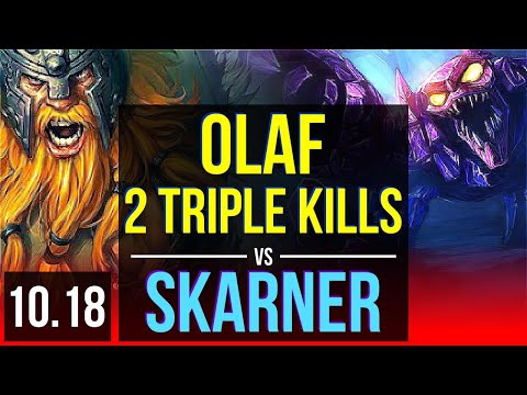 OLAF vs SKARNER (TOP) | 2 Triple Kills, 1300+ games, 1.0M mastery points | KR Diamond | v10.18