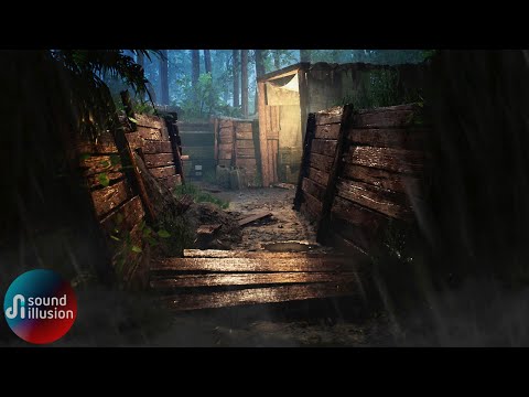 Your Sleeping In The Trenches During A Thunderstorm | WW2 Ambience | Rain
