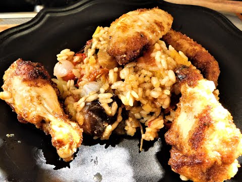 alette di pollo con riso e verdure