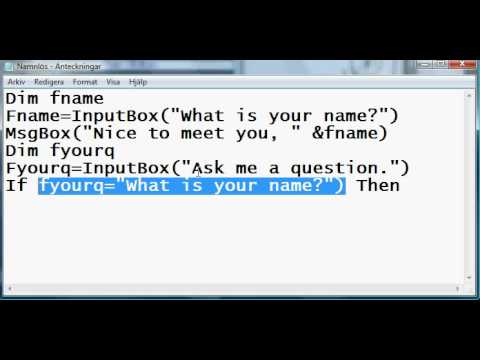 Visual basic Script tutorial - A chatbot that you can ask questions yourself