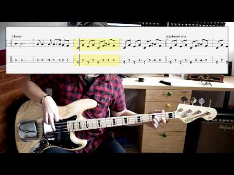 The Doors - Riders on the Storm (bass cover with tabs in video)